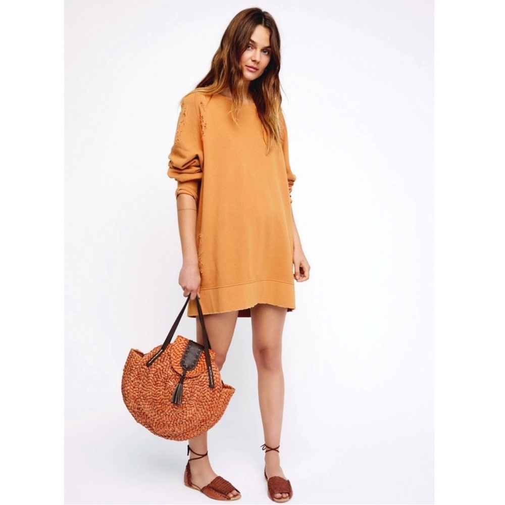 Free People Distressed Sweatshirt Dress